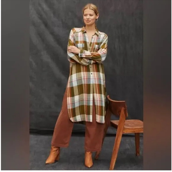 Anthropologie Pilcro Side-Slit Maxi Tunic Buttondown - Picture 3 of 12